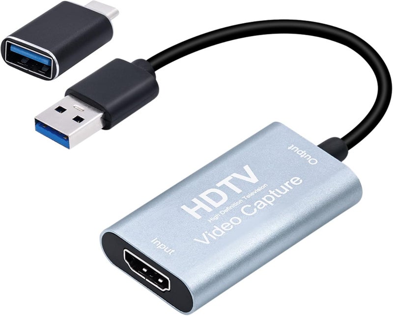 Mcbazel بطاقة التقاط الفيديو 4K HDMI USB C، جهاز التقاط الفيديو للبث المباشر/الألعاب/التسجيل، بطاقة التقاط HDMI إلى USB C بدقة 1080p 60fps مع محول، متوافقة مع OBS/PS5/Switch/PC/Mac - Image 1